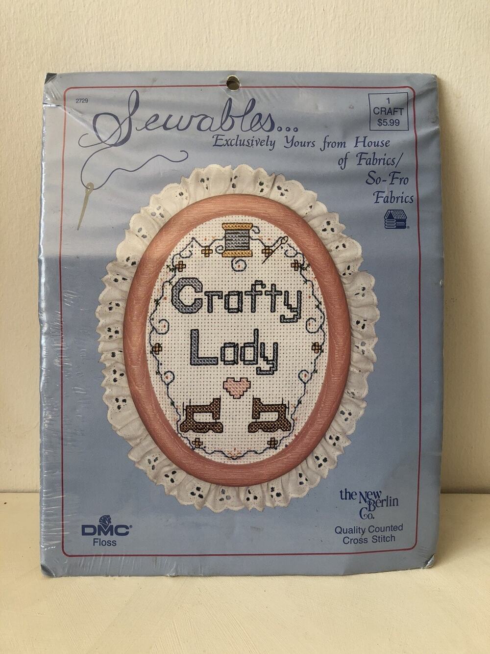 Counted Cross Stitch Kit Crafty Lady Embroidery Lace Hoop Frame USA Sewables New
